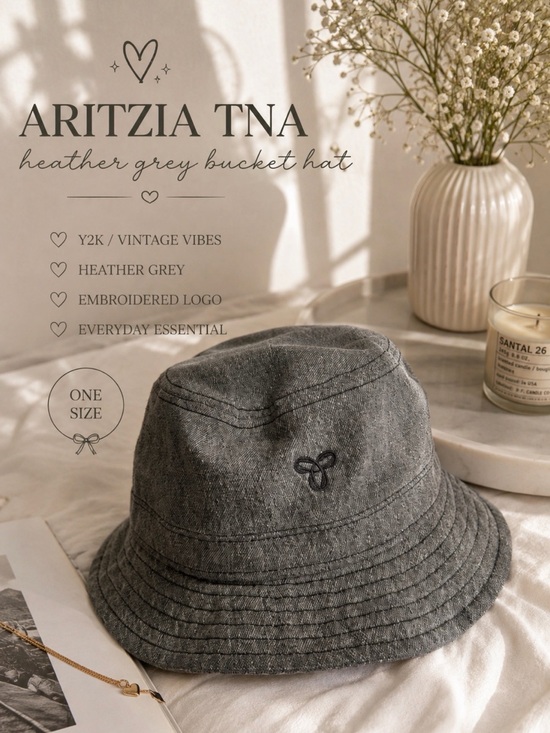 TNA Accessories - Aritzia TNA Heather Grey Y2K Bucket Hat
